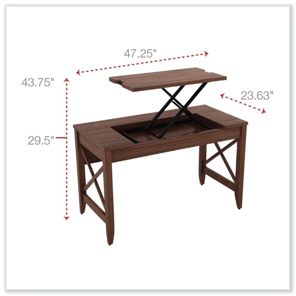 Alera 47.25 in. x 23.63 in. x 29.5 in. to 43.75 in. Sit-to-Stand Table Desk - Modern Walnut