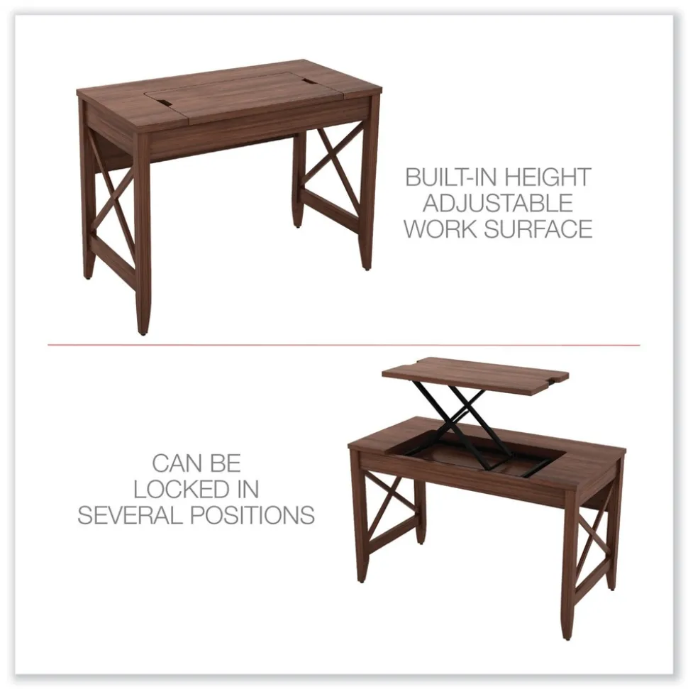 Alera 47.25 in. x 23.63 in. x 29.5 in. to 43.75 in. Sit-to-Stand Table Desk - Modern Walnut