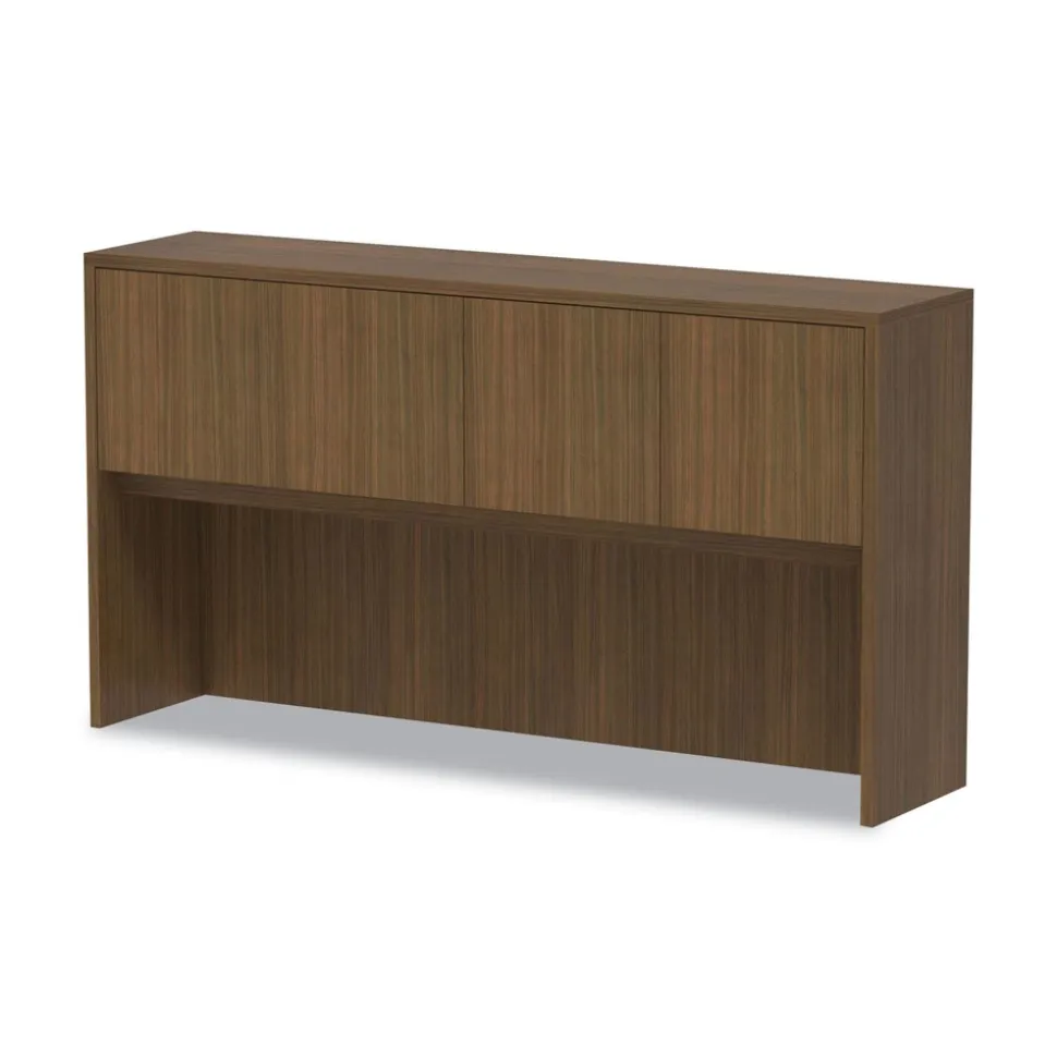 Alera 64.75 in. x 15 in. x 35.38 in. Valencia Series 4-Compartment Hutch with Doors - Modern Walnut