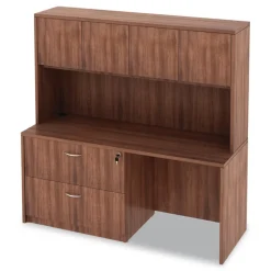 Alera 64.75 in. x 15 in. x 35.38 in. Valencia Series 4-Compartment Hutch with Doors - Modern Walnut