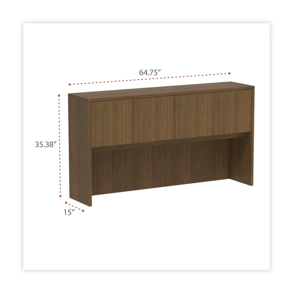 Alera 64.75 in. x 15 in. x 35.38 in. Valencia Series 4-Compartment Hutch with Doors - Modern Walnut