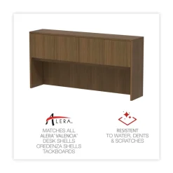 Alera 64.75 in. x 15 in. x 35.38 in. Valencia Series 4-Compartment Hutch with Doors - Modern Walnut