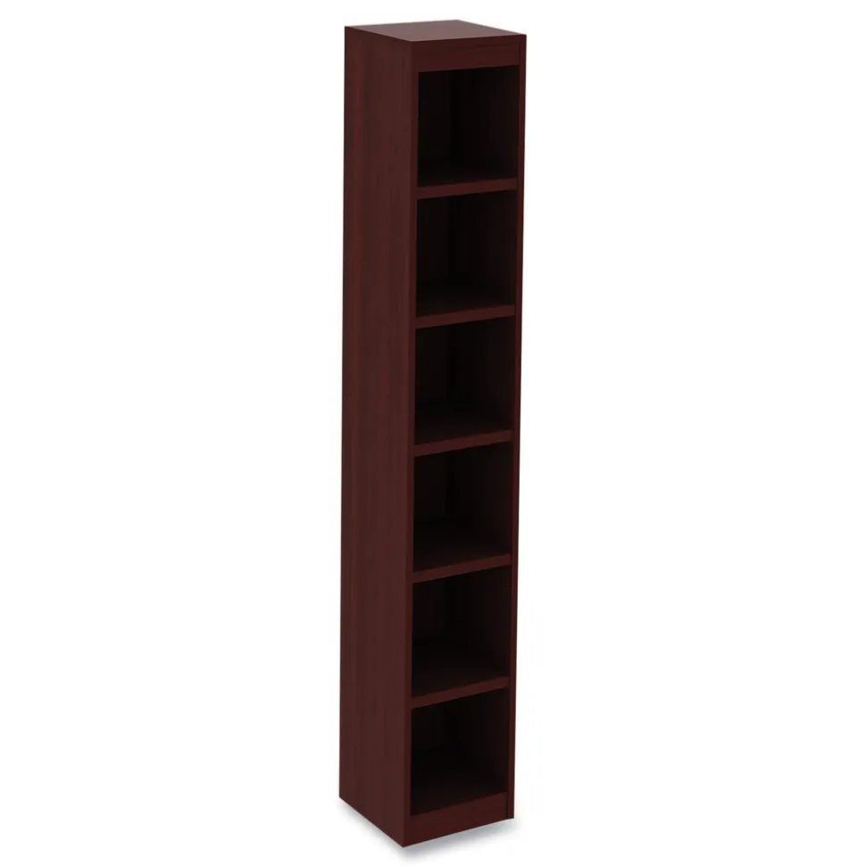 Alera 11.81 in. x 11.81 in. x 71.73 in. Valencia Series 6 Shelf Narrow Profile Bookcase - Mahogany