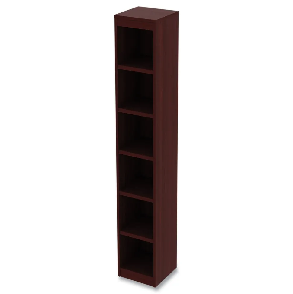 Alera 11.81 in. x 11.81 in. x 71.73 in. Valencia Series 6 Shelf Narrow Profile Bookcase - Mahogany