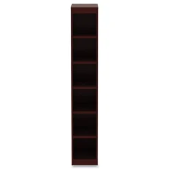 Alera 11.81 in. x 11.81 in. x 71.73 in. Valencia Series 6 Shelf Narrow Profile Bookcase - Mahogany