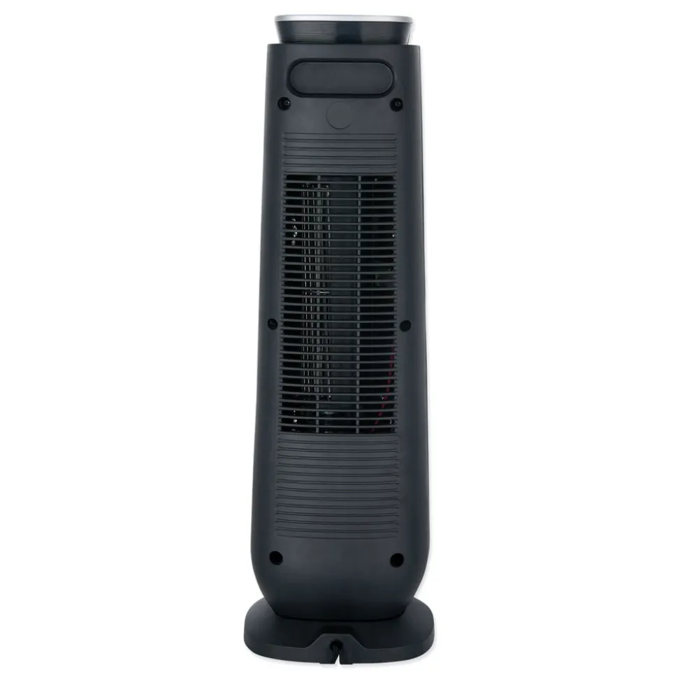 Alera 1500 W 7.17 in. x 7.17 in. x 22.95 in. Ceramic Heater Tower with Remote Control - Black
