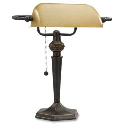 Alera 13 Watt 2 Prong 16 in. High Corded Banker's Lamp - Antique Bronze