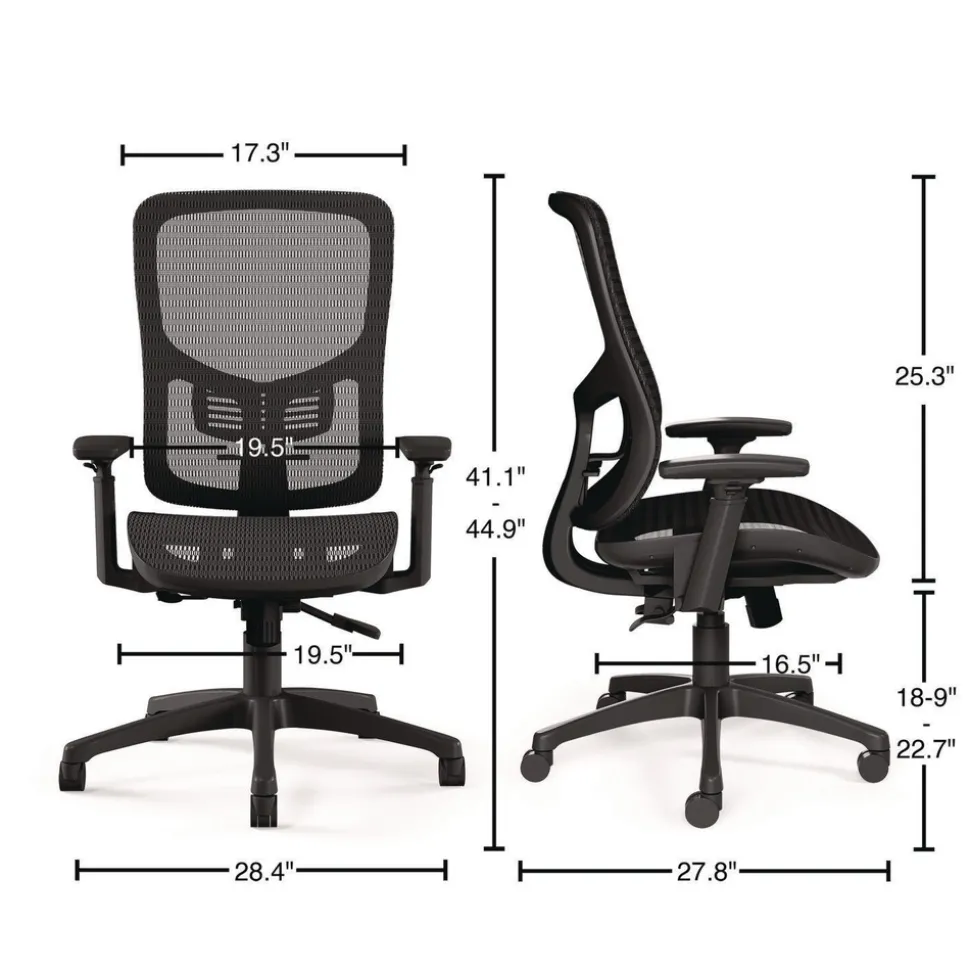 Alera ALEHL42BME18 Hollins Ergonomic Mesh Swivel Task Chair Supports Up to 275lb 18.57 to 22.54 Seat Height Black Seat/Back Black Base