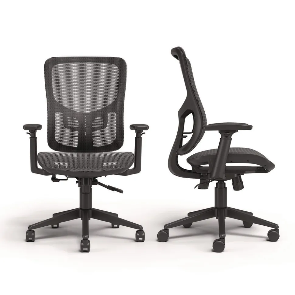 Alera ALEHL42BME18 Hollins Ergonomic Mesh Swivel Task Chair Supports Up to 275lb 18.57 to 22.54 Seat Height Black Seat/Back Black Base