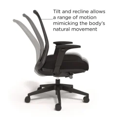 Alera ALEKP42BME17 Kempton 18.31 to 22.17 Seat Height Ergonomic Swivel Task Chair Supports Up to 275 lbs. - Black Seat/Back/Base