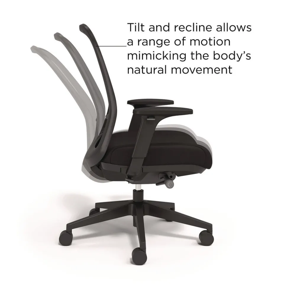 Alera ALEKP42BME17 Kempton 18.31 to 22.17 Seat Height Ergonomic Swivel Task Chair Supports Up to 275 lbs. - Black Seat/Back/Base