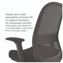 Alera ALEKP42BME17 Kempton 18.31 to 22.17 Seat Height Ergonomic Swivel Task Chair Supports Up to 275 lbs. - Black Seat/Back/Base