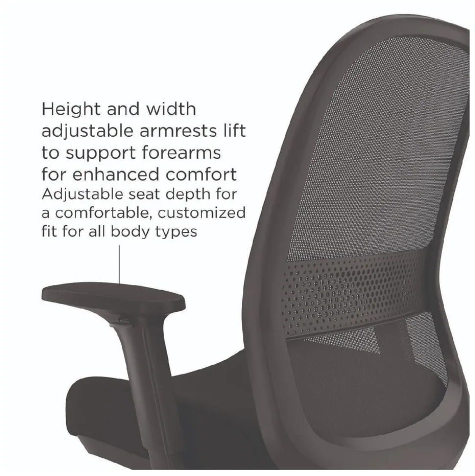Alera ALEKP42BME17 Kempton 18.31 to 22.17 Seat Height Ergonomic Swivel Task Chair Supports Up to 275 lbs. - Black Seat/Back/Base