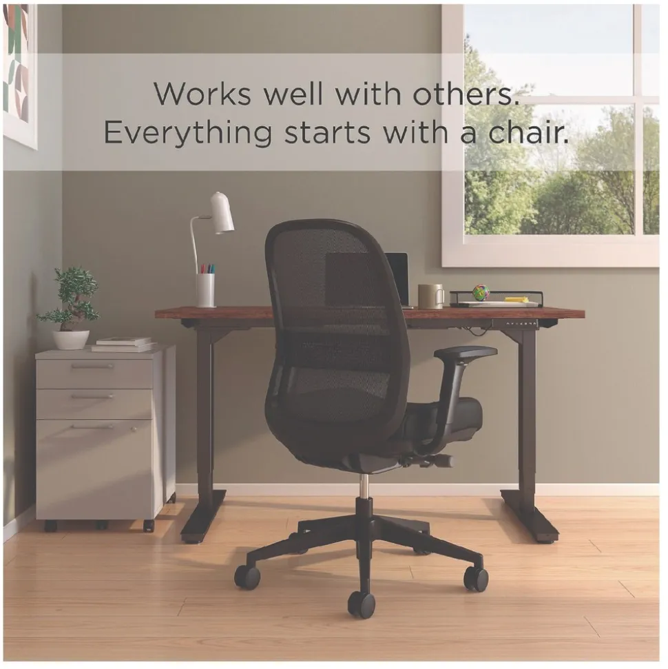 Alera ALEKP42BME17 Kempton 18.31 to 22.17 Seat Height Ergonomic Swivel Task Chair Supports Up to 275 lbs. - Black Seat/Back/Base