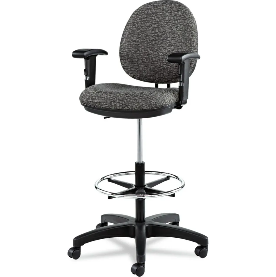 Alera Alera Interval Series Swivel Task Stool, Tone-On-Tone Fabric, Graphite Gray