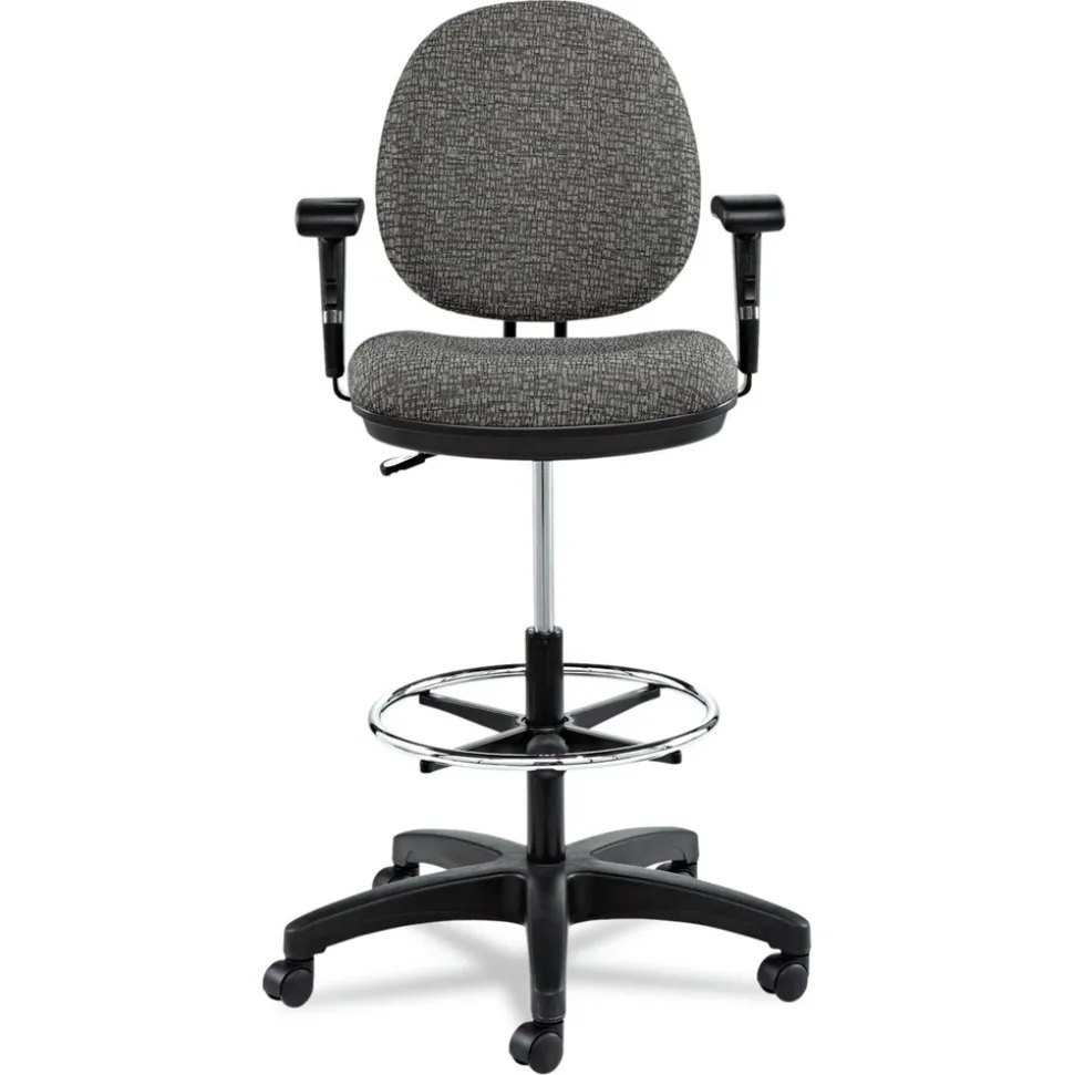 Alera Alera Interval Series Swivel Task Stool, Tone-On-Tone Fabric, Graphite Gray