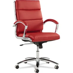 Alera Alera Neratoli Series Mid-Back Swivel/tilt Chair, Red Soft Leather, Chrome Frame