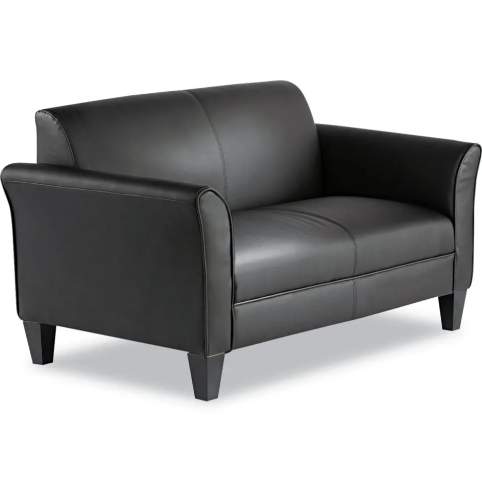 Alera ALERL22LS10B Reception Lounge Sofa Series 55.5 in. x 31.5 in. x 33.07 in. 2-Cushion Loveseat - Black