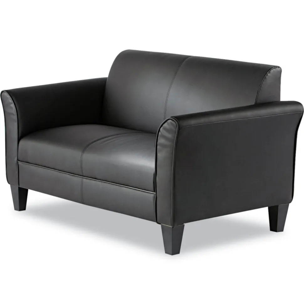 Alera ALERL22LS10B Reception Lounge Sofa Series 55.5 in. x 31.5 in. x 33.07 in. 2-Cushion Loveseat - Black
