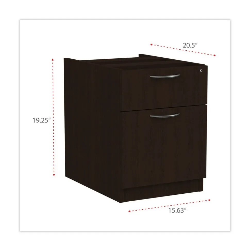 Alera ALEVA552222ES 15.63 in. x 20.5 in. x 19.25 in. Valencia Series 2-Drawer Hanging File Pedestal - Espresso