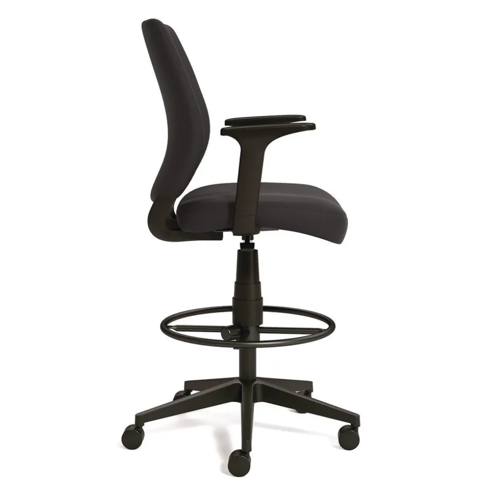 Alera ALEWX4614 27.95 in. to 33.66 in. Seat Height Supports Up to 275 lbs. Fabric Wessex Drafting Stool - Black