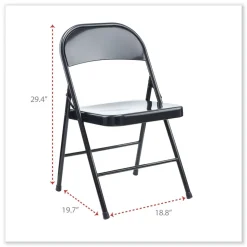 Alera Armless Steel Folding Chair Supports Up to 275 lbs. - Black (4/Carton)