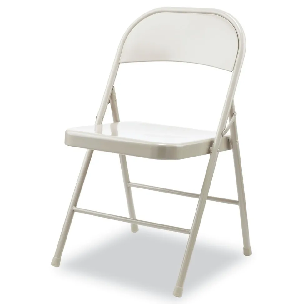 Alera Armless Steel Folding Chair Supports Up to 275 lbs. - Taupe (4/Carton)