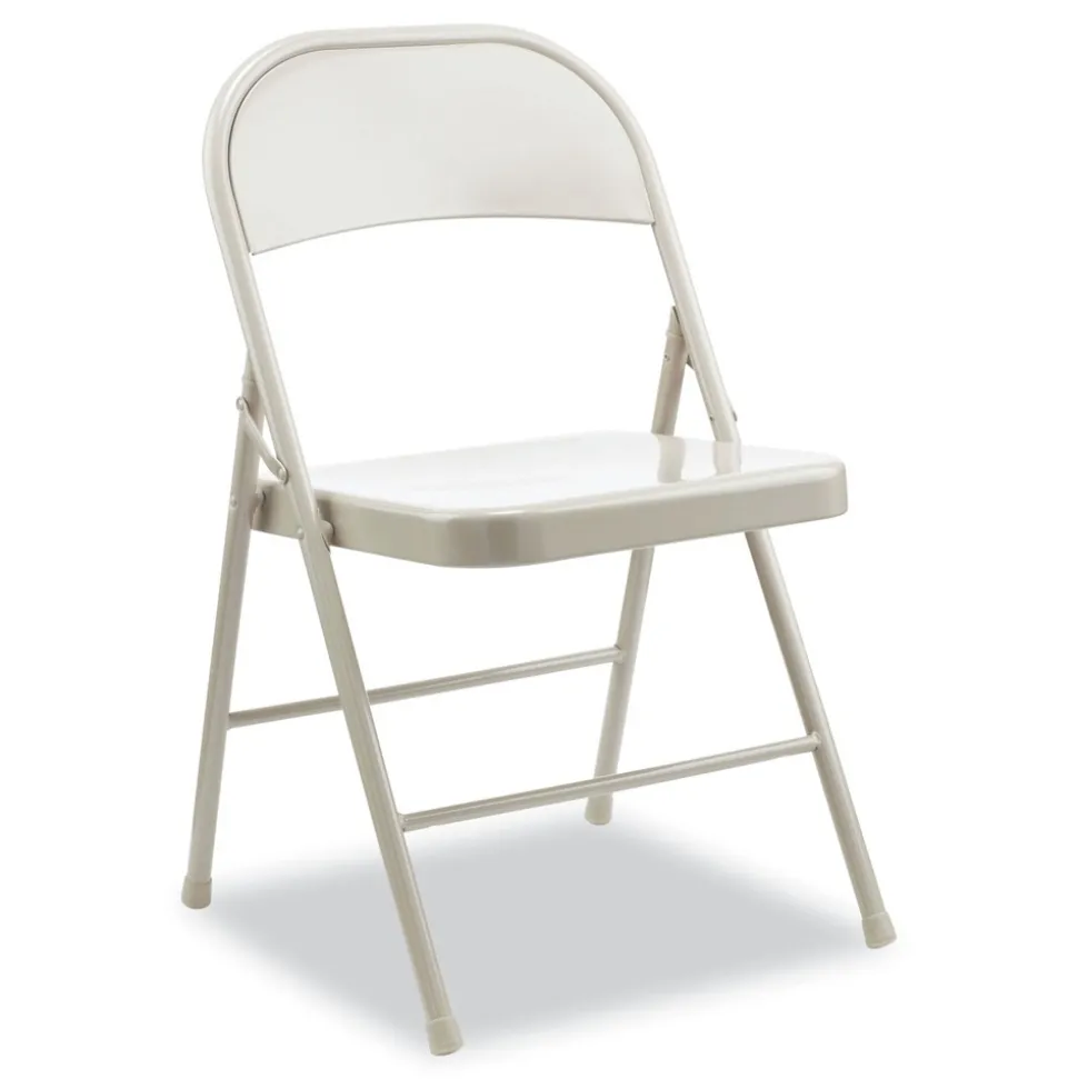 Alera Armless Steel Folding Chair Supports Up to 275 lbs. - Taupe (4/Carton)