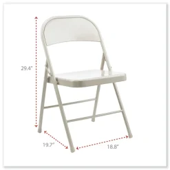 Alera Armless Steel Folding Chair Supports Up to 275 lbs. - Taupe (4/Carton)