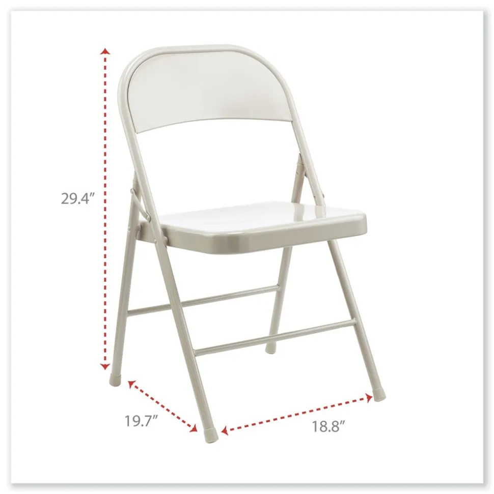 Alera Armless Steel Folding Chair Supports Up to 275 lbs. - Taupe (4/Carton)