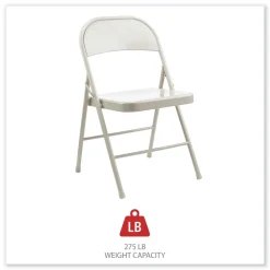 Alera Armless Steel Folding Chair Supports Up to 275 lbs. - Taupe (4/Carton)