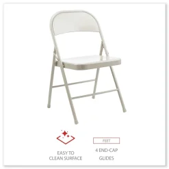 Alera Armless Steel Folding Chair Supports Up to 275 lbs. - Taupe (4/Carton)