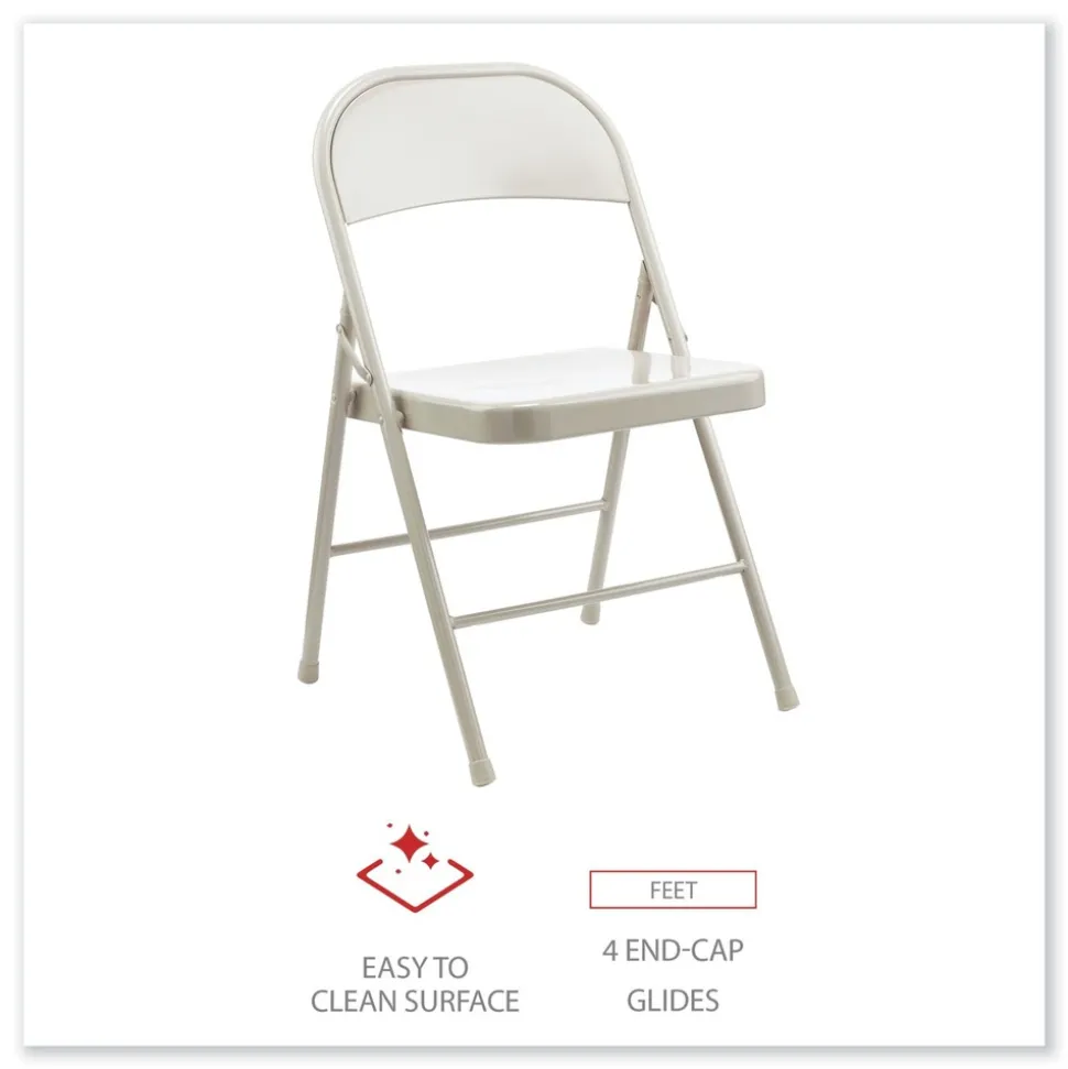 Alera Armless Steel Folding Chair Supports Up to 275 lbs. - Taupe (4/Carton)