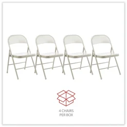 Alera Armless Steel Folding Chair Supports Up to 275 lbs. - Taupe (4/Carton)