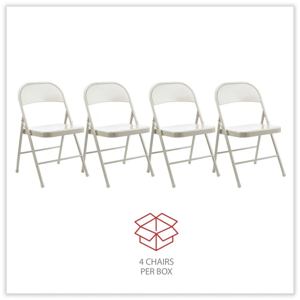 Alera Armless Steel Folding Chair Supports Up to 275 lbs. - Taupe (4/Carton)