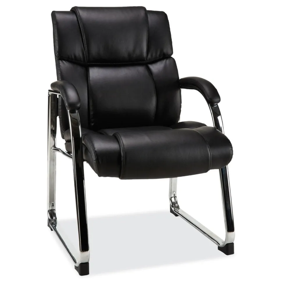 Alera Hildred Series 25 in. x 28.94 in. x 37.8 in. Guest Chair - Black Seat/Back/Chrome Base