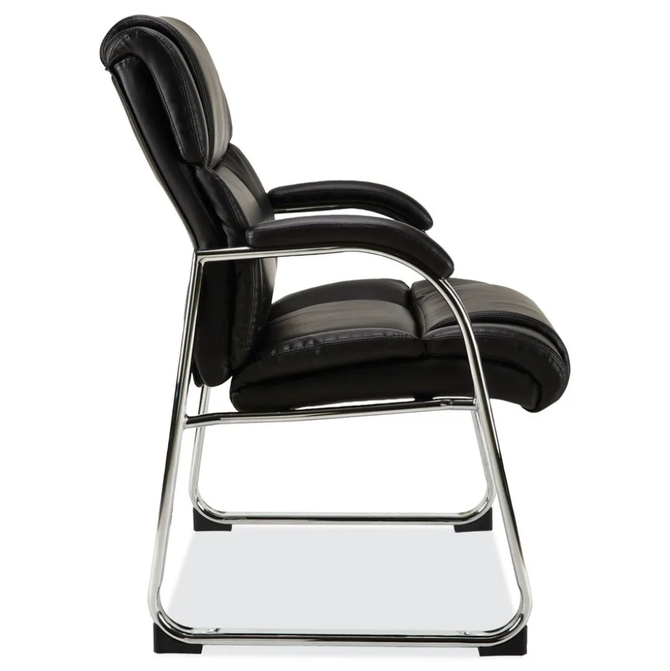 Alera Hildred Series 25 in. x 28.94 in. x 37.8 in. Guest Chair - Black Seat/Back/Chrome Base