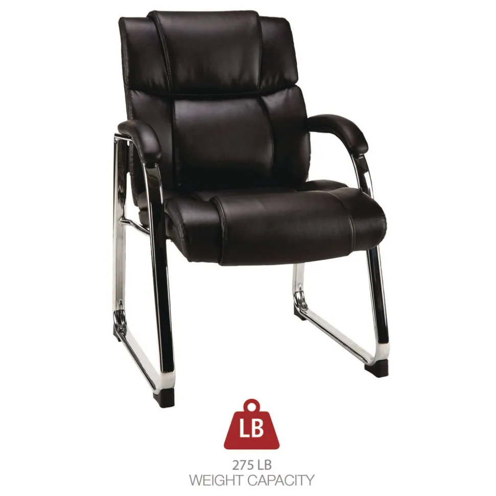 Alera Hildred Series 25 in. x 28.94 in. x 37.8 in. Guest Chair - Black Seat/Back/Chrome Base