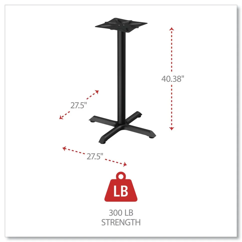Alera Hospitality Series 27.5 in. x 40.38 in. 300 lbs. Capacity Steel Single-Column Bases - Black
