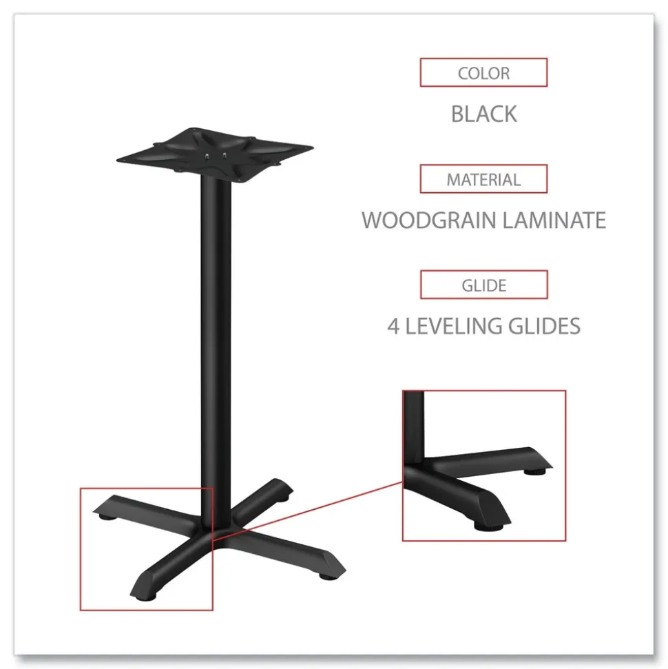 Alera Hospitality Series 27.5 in. x 40.38 in. 300 lbs. Capacity Steel Single-Column Bases - Black