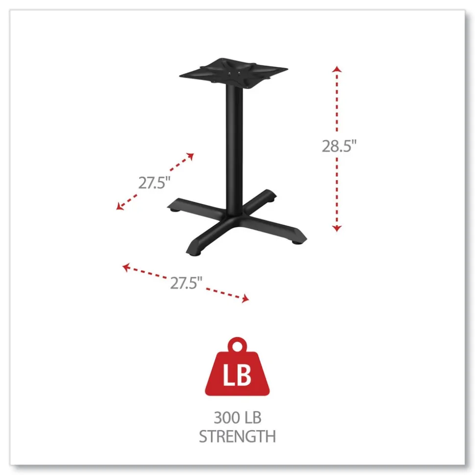 Alera Hospitality Series 27.5 in. x 28.5 in. 300 lbs. Capacity Steel Single-Column Bases - Black
