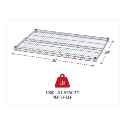 Alera Industrial Wire Shelving 36 in. x 24 in. Extra Wire Shelves - Silver (2-Piece/Carton)