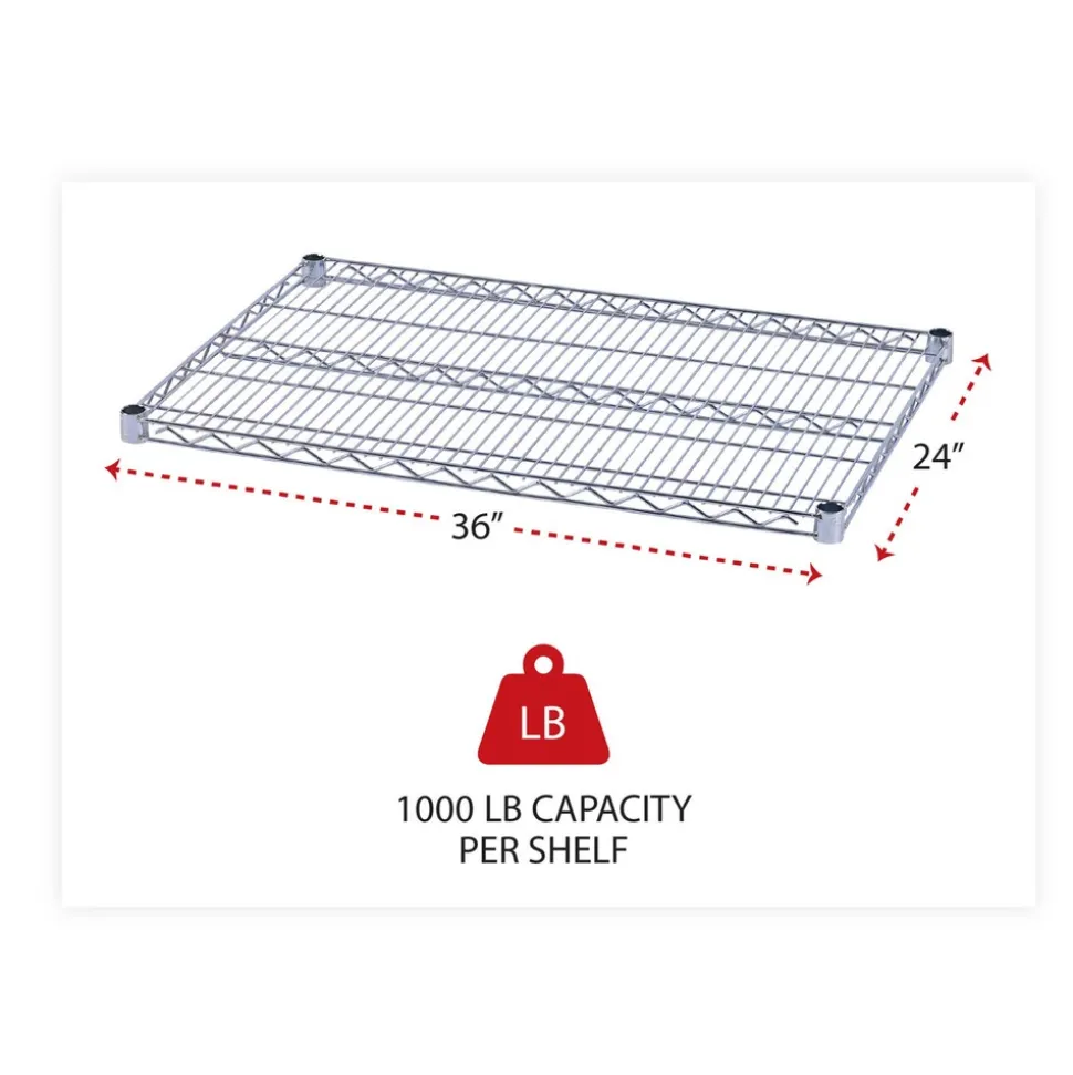 Alera Industrial Wire Shelving 36 in. x 24 in. Extra Wire Shelves - Silver (2-Piece/Carton)