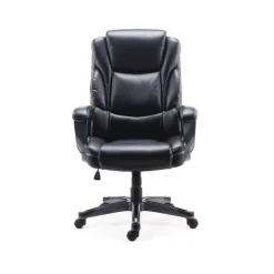 Alera Kirkdale 16.18 to 22.76 Seat Height Bonded Leather Manager Chair Supports Up to 275 lbs. - Black Seat/Back/Black Base