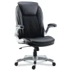 Alera Leithen Bonded Leather Midback Chair Supports Up to 275 lbs. - Black/Silver