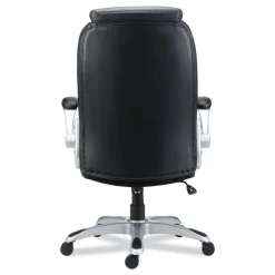 Alera Leithen Bonded Leather Midback Chair Supports Up to 275 lbs. - Black/Silver