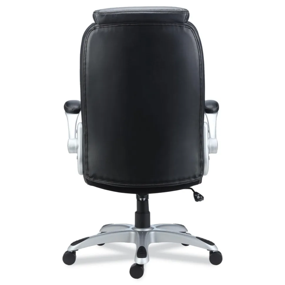Alera Leithen Bonded Leather Midback Chair Supports Up to 275 lbs. - Black/Silver