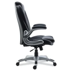 Alera Leithen Bonded Leather Midback Chair Supports Up to 275 lbs. - Black/Silver