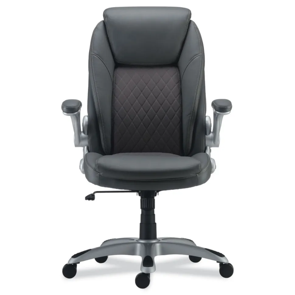 Alera Leithen Bonded Leather Midback Chair Supports Up to 275 lbs. - Gray/Silver
