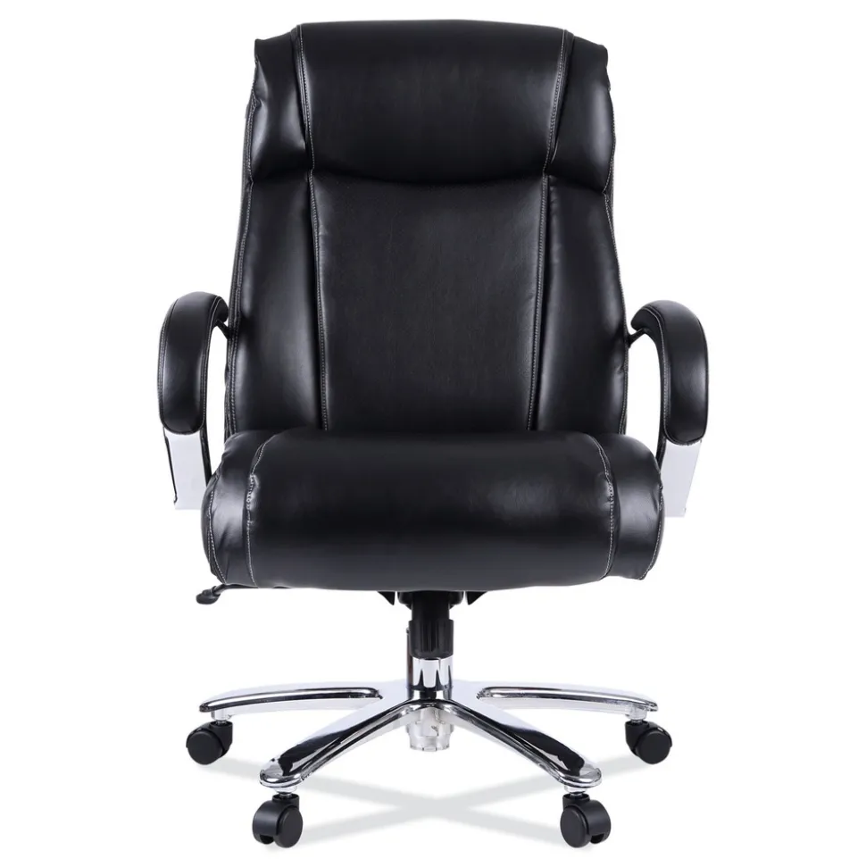 Alera Maxxis Series Big And Tall Leather Chair, Black/chrome